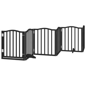 Barrière pliable pour chien à 6 panneaux avec porte, 118,1 pouces, en bois de peuplier noir, barrières et enclos pour animaux de compagnie - Product Image 2