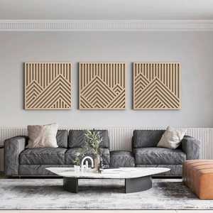 Panneau mural en bois géométrique moderne, décoration murale en bois artisanale pour salon, chambre et décoration intérieure - Product Image 1