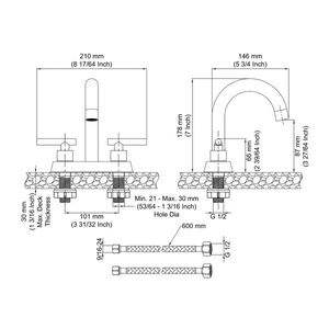 ก๊อกน้ำอ่างล้างหน้าแบบสองมือจับขนาด 4 นิ้ว ก๊อกน้ำทองเหลืองกันรั่วสำหรับใช้ในวันธรรมดา [ไม่สามารถจัดส่งได้ในวันหยุดสุดสัปดาห์] - Product Image 2