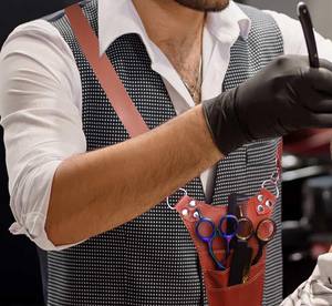 Funda de Cuero Genuino de Alta Resistencia para Tijeras de Barbero, Estuche de Cinturón Ajustable, Diseño Portátil para Peluquería - Product Image 3