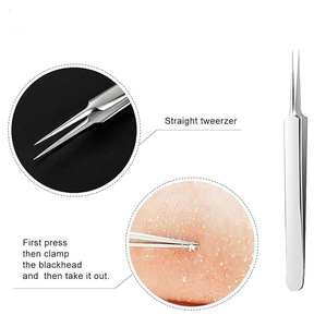 แหนบกำจัดสิวเสี้ยน แหนบต่อขนตา เข็มกดสิวเสี้ยน สิวหัวขาว แหนบปลายแหลม - Product Image 3