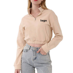 New Arrival High Quality Eco-Friendly Custom Design Embroidery Badge Fleece <b>Polyester</b>/Cotton 220g Casual Women's <b>Hoodie</b> Quarter - Product Image 3