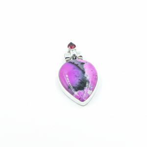 Natural Pink Dendrite Opal Garnet Heart Pendant 925 Sterling Silver Rose Gold Yellow Gold Plated Handmade Double Stone Jewelry - Product Image 1