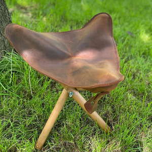 Custom logo folding <b>leather</b> hunting <b>stool</b> wholesale OEM supplier high quality handmade portable camping <b>stool</b> export low price - Product Image 1