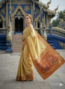 ชุดเสื้อส่าหรีผ้าไหมพรีเมียมพร้อมสวมใส่ ชุดเสื้อผ้าอินเดียปากีสถานแบบดั้งเดิม ความยาวคลุมเท้า ไม่ยับ แห้งเร็ว เหมาะสำหรับงานปาร์ตี้ - Product Image 3