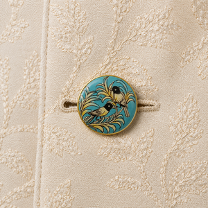 Botones de Lujo Personalizados de Latón con Esmalte Azul Turquesa, Motivo de Dos Pájaros y Hojas, Botón Metálico para Blazer, Sherwani y Traje de Hombre - Product Image 3