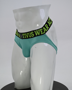 กางเกงในชาย Activus Wear สีเขียวอมฟ้า ทรงจ็อคสแตรปเอวกลาง พร้อมแถบเอวยางยืดสีเขียว โลโก้สีเขียว ระบายอากาศได้ดี ผลิตจากผ้าฝ้ายผสมสแปนเด็กซ์ - Product Image 1