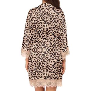 Robe en dentelle florale pour femme, kimono en satin, vêtements de nuit de mariée, lingerie sexy transparente, robe de mariée, vêtements de nuit - Product Image 4