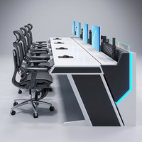 Console de travail ergonomique réglable en hauteur pour poste de contrôle et de surveillance, idéale pour centre de commandement 911