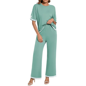 Conjunto de 2 Piezas para Mujer, Mezcla de Algodón, Corte Holgado, Estilo Casual, Venta al Por Mayor, Proveedor de Fábrica - Product Image 1