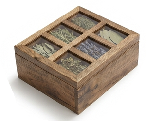 Boîte à épices en bois personnalisée avec couvercle en verre et cuillère, durable, résistante au lave-vaisselle, rangement rustique pour assaisonnements, pour cuisine, bureau et hôtels - Product Image 1