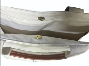Sac fourre-tout en toile premium avec accent en cuir, logo personnalisé, fermeture magnétique, réutilisable en coton - Product Image 4