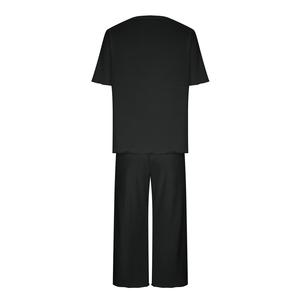 Conjunto de Pijamas de Punto para Mujer, Manga Corta, Cuello Redondo, Color Sólido, Largo hasta la Rodilla, Cintura Elástica, Ropa de Dormir Informal, Ecológica y Transpirable - Product Image 4