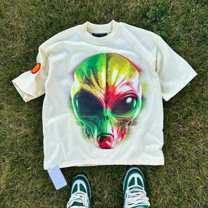 T-shirts surdimensionnés en mélange de coton pour hommes, tissu doux, confortable et léger, coupe décontractée, streetwear décontracté, respirant, OEM - Product Image 2