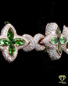 Hot Selling VVS Moissanite Green Flower Link <b>Chain</b> Rhodium Plated 925 Sterling Silver <b>Iced</b> <b>Out</b> Custom Hip Hop Statement Jewelry - Product Image 4