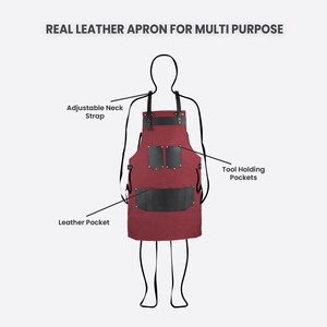 Delantal de Lona Impermeable con Correas de Cuero Genuino, Logotipo Personalizado, Uniforme Profesional para Trabajadores de Bar, Barman, Barista, Barbero, Chaleco para Herramientas - Product Image 2