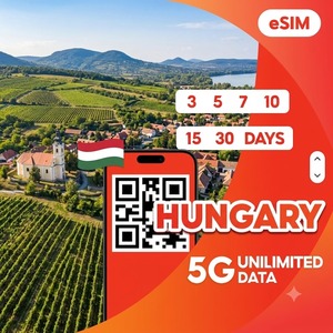 eSIM Hongrie : Données illimitées pour 3, 5, 7, 10, 15, 30 jours – Internet de voyage prépayé 4G/5G avec activation instantanée par code QR - Product Image 1