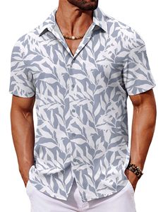 เสื้อชายหาดใส่สบายสำหรับผู้ชาย ฤดูร้อน น้ำหนักเบา ระบายอากาศได้ดี ลายพิมพ์ฮาวาย โพลีเอสเตอร์ แขนสั้นลำลอง ไซส์ใหญ่ - Product Image 1