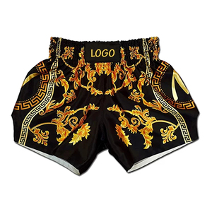 Muay Thai <b>Shorts</b> <b>Men</b> <b>Black</b> White Camouflage Print Heat-Transfer 140g Breathable Regular Fit Boxing Martial Arts Wear - Product Image 6