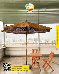 Eco-Friendly Coconut Fiber Parasol with FSC Wood <b>Pole</b>-<b>Garden</b> Use Water Compatible 280CM Diameter Manual Control - Product Image 3