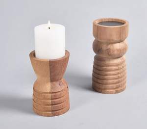 Portavelas de Madera, Decoración Elegante para Dormitorio y Sala de Estar con Farol de Madera Rústico y Soporte para Frascos - Product Image 6