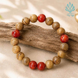 Oferta Especial: Brazalete de Cuentas de Agarwood Vietnamita My Aga Clásico AL-SD-0024-10, 14 Cuentas de Agarwood Natural, 5 Cuentas de Coral Rojo de 10mm - Product Image 5