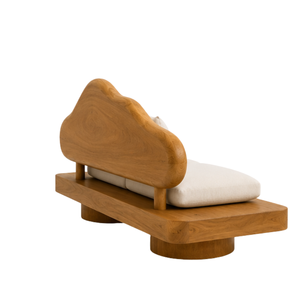 Canapé ARTERRA de luxe écologique en teck durable, rembourré de mousse, semi-circulaire, recouvert de tissu, moderne, trois places, sans accoudoirs, pour salon - Product Image 3