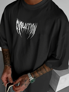 T-shirt court oversize pour homme en coton premium, coupe boxy, épaules tombantes, style streetwear, imprimé personnalisé, haut décontracté et tendance - Product Image 2
