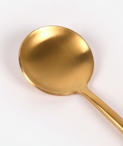 <b>Gold</b> Plated Tea <b>Spoons</b> With Long Wavy Handle Minimalist Design Mirror Polish Creative Party Utensils - Product Image 2