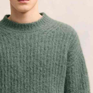 Pull en tricot respirant anti-boulochage à séchage rapide col rond de haute qualité en laine/acrylique pour homme, hiver 400g, service OEM - Product Image 5