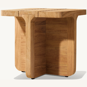 Table d'appoint multifonctionnelle en teck minimaliste moderne - Table d'appoint naturelle unique, adaptée à une utilisation en intérieur ou en extérieur - Product Image 1