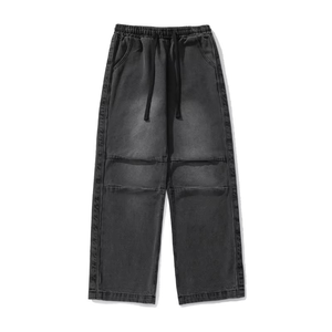 CrazyMaker New Wholesale Fashionable Arrivals Men <b>Jeans</b> 2024 Plain Color Loose Fit <b>Jeans</b> Washed <b>Elastic</b> Waist Relaxed <b>Jeans</b> - Product Image 4