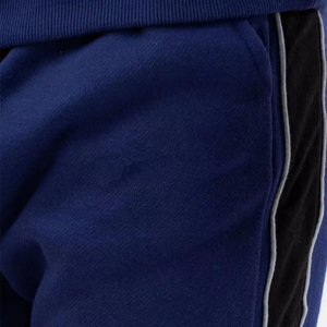 Survêtement pour homme bleu royal avec bandes latérales blanches et noires, design simple, polyester/coton, hiver, décontracté, séchage rapide et coupe-vent - Product Image 4