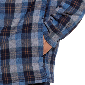 Custom Men's High Quality Heavy Duty Plaid <b>Flannel</b> Hooded Windproof Eco-Friendly Streetwear <b>Jacket</b> Thermal Fleece Lined - Product Image 5