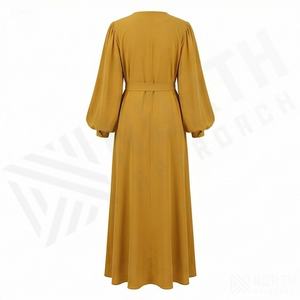 Vêtements islamiques longs pour femmes musulmanes, ensemble deux pièces avec ceinture, designs personnalisés, manches à revers, abaya élégante pour femmes - Product Image 2