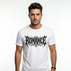 ผู้ผลิตเสื้อยืดผู้ชายแบบกำหนดเอง เสื้อยืดคอตตอนคุณภาพสูงลายกราฟิกโกธิค เสื้อผ้าสตรีทแวร์ พิมพ์ลายสกรีน ปักโลโก้ เสื้อยืดสีขาวผู้ชาย - Product Image 1