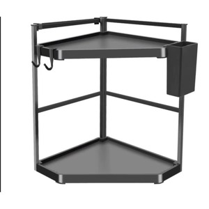 Étagère à épices murale noire à deux niveaux organisateur d'étagère de rangement en fer robuste pour armoires de cuisine utilisation polyvalente d'ustensiles de cuisine - Product Image 4