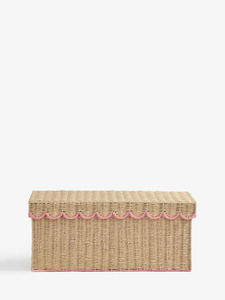 Exquisite Handmade Paper <b>Rope</b> Rectangle <b>Storage</b> Box Set With Scalloped Lid Wicker Organizer <b>Basket</b> Closet <b>Storage</b> For Kids Room - Product Image 4