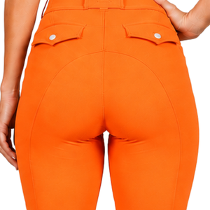 Pantalons d'équitation orange pour femmes, leggings d'équitation taille haute, pantalons d'équitation extensibles, culottes de cavalier confortables, vêtements de sport pour l'entraînement - Product Image 5
