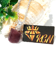 Pendentif en tourmaline rose naturelle brute, argent sterling 925, fait main, pierre précieuse brute, certifié par un tiers, serti clos, collier KGN