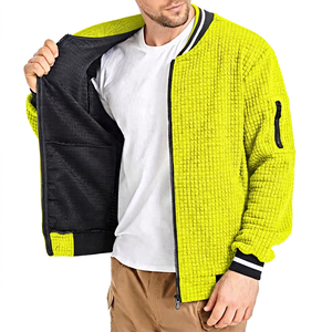 Veste polaire grise pour homme avec fermeture éclair, col montant décontracté, coupe régulière, logo frontal, respirante, coupe-vent, pour l'automne - Product Image 2