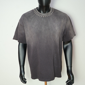 Camiseta de Algodón con Lavado Ácido para Hombre, Estilo Hip Hop Urbano, con Logotipo Personalizado Impreso, Camisetas Lavadas de Alta Calidad al por Mayor - Product Image 1
