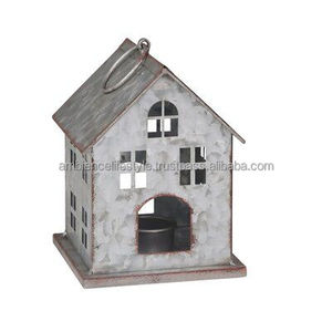 Casa de pájaros rústica de metal para colgar, refugio decorativo para jardín, lugar de anidación al aire libre para pájaros pequeños en el patio trasero - Product Image 3