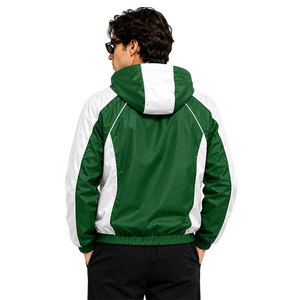 Custom <b>Men</b> Hooded Windbreaker <b>Jacket</b> Green <b>White</b> Waterproof Sports <b>Jacket</b> Lightweight Zip Up Outdoor Running Training Coat - Product Image 4