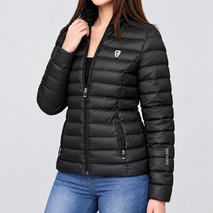 ZEE GOOD <b>Women</b> <b>Black</b> High Quality Puffer Jackets Stand Collar Jacket Zip Up Long Sleeve Puffer <b>Coat</b> - Product Image 3