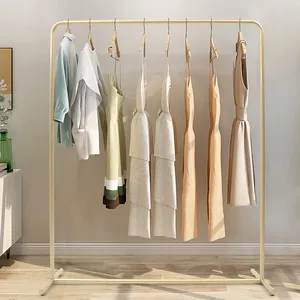 Minimalist Standing Clothing Organizer Rectangle Aluminum Metal <b>Rack</b> Single Tier for Wardrobe Space Saving Design - Product Image 3
