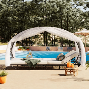 Lujo moderno Indonesia Cabana Camas y dosel junto a la piscina Tumbonas para hoteles y villas Muebles de exterior - Product Image 2