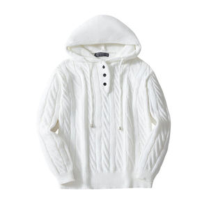 Sweat à capuche en polaire blanc pour homme, coupe classique, couleur unie, coupe-vent et respirant, vêtements d'hiver décontractés - Product Image 2