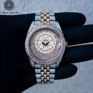 Reloj de Lujo Vintage para Hombre Charm Jewells, Caja de Acero Inoxidable de 40 mm, Esfera con Incrustaciones de Diamantes, Movimiento Mecánico, Botón de Empuje Oculto - Product Image 6