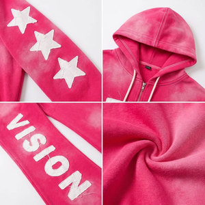 Conjunto de Chándal Tie Dye en Oferta: Sudadera con Cremallera Completa y Pantalones de Chándal Unisex, Estilo Urbano, Primavera, Adulto, Ajuste Holgado, Poliéster Estampado - Product Image 6